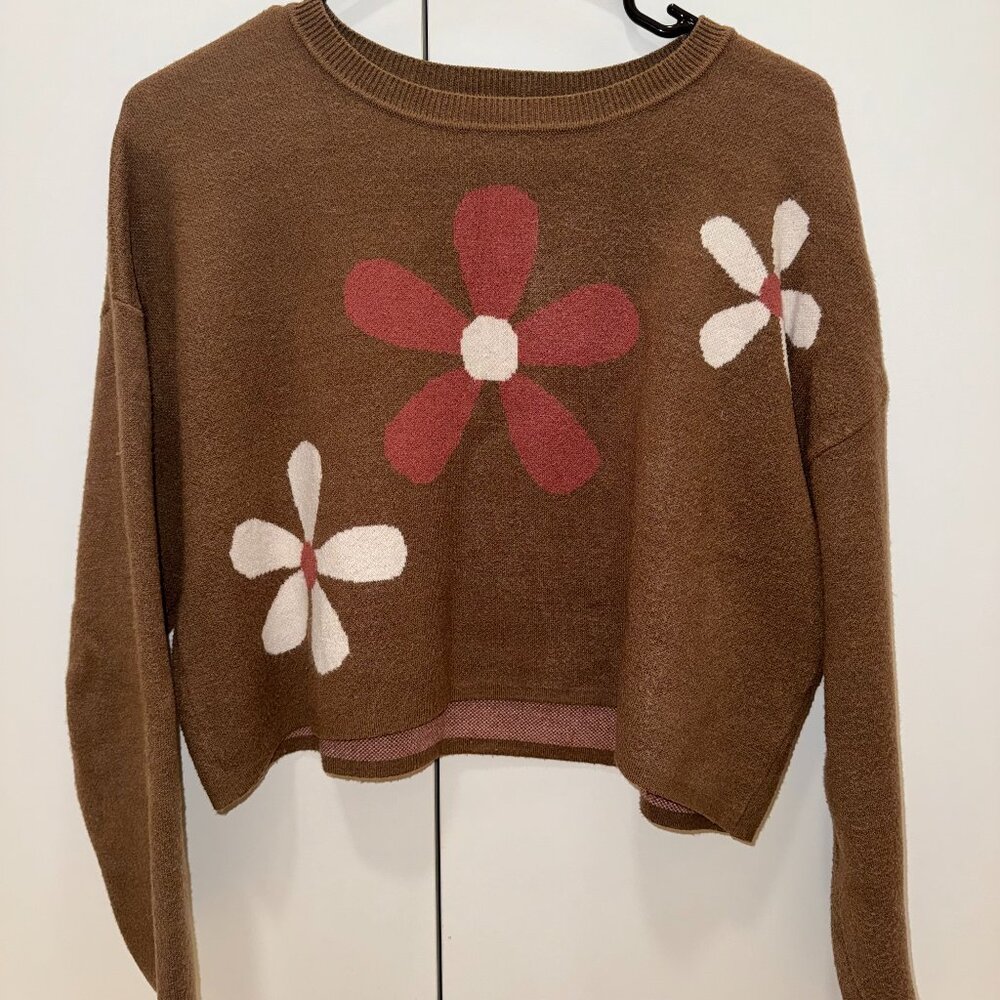 Altar'd State Floral Cropped Sweater